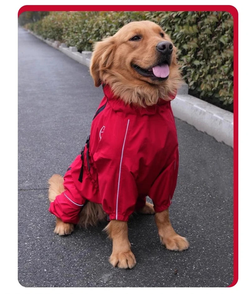 Chaqueta impermeable para perros, abrigo reflectante para la lluvia, monos y enterizos rojos para perros, impermeable de otoño e invierno para perros grandes.