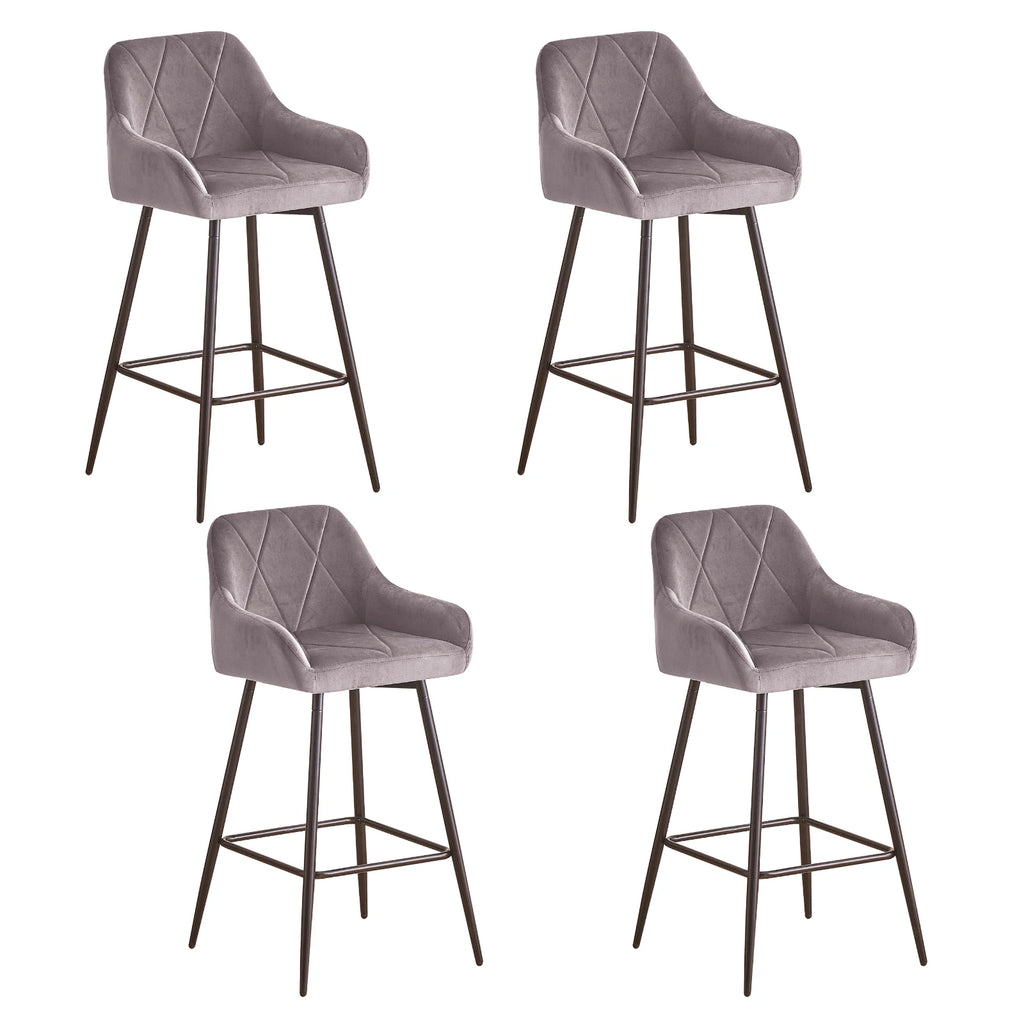 JYMTOM Juego de 2/4 piezas de taburetes de bar, taburetes de mostrador, taburetes de bistró, sillas de bar tapizadas en terciopelo/PU con reposabrazos, taburete moderno con metal negro