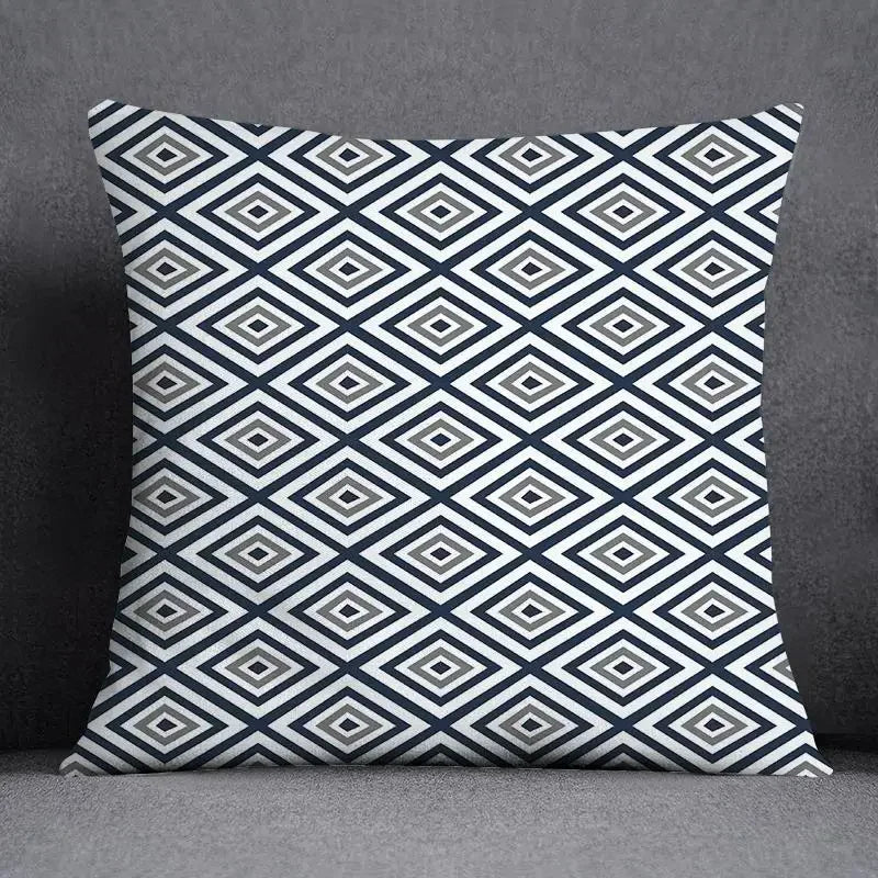 Funda de cojín de 45x45 cm con estampado geométrico, poliéster, azul grisáceo, funda de almohada para sofá, cojín decorativo, funda de almohada para el hogar