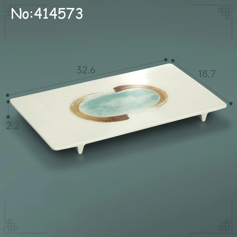 Juego de platos planos de melamina, bandeja comercial para comida rápida, plato plano para sushi y filete de restaurante, estilo palacio, vajilla irrompible