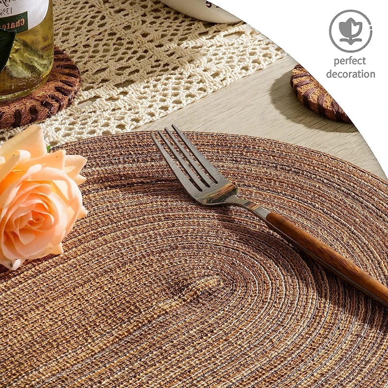 1/4/6/10PCS Salvamanteles ovalados trenzados para mesas de comedor, juego de manteles individuales extragrandes de tejido natural