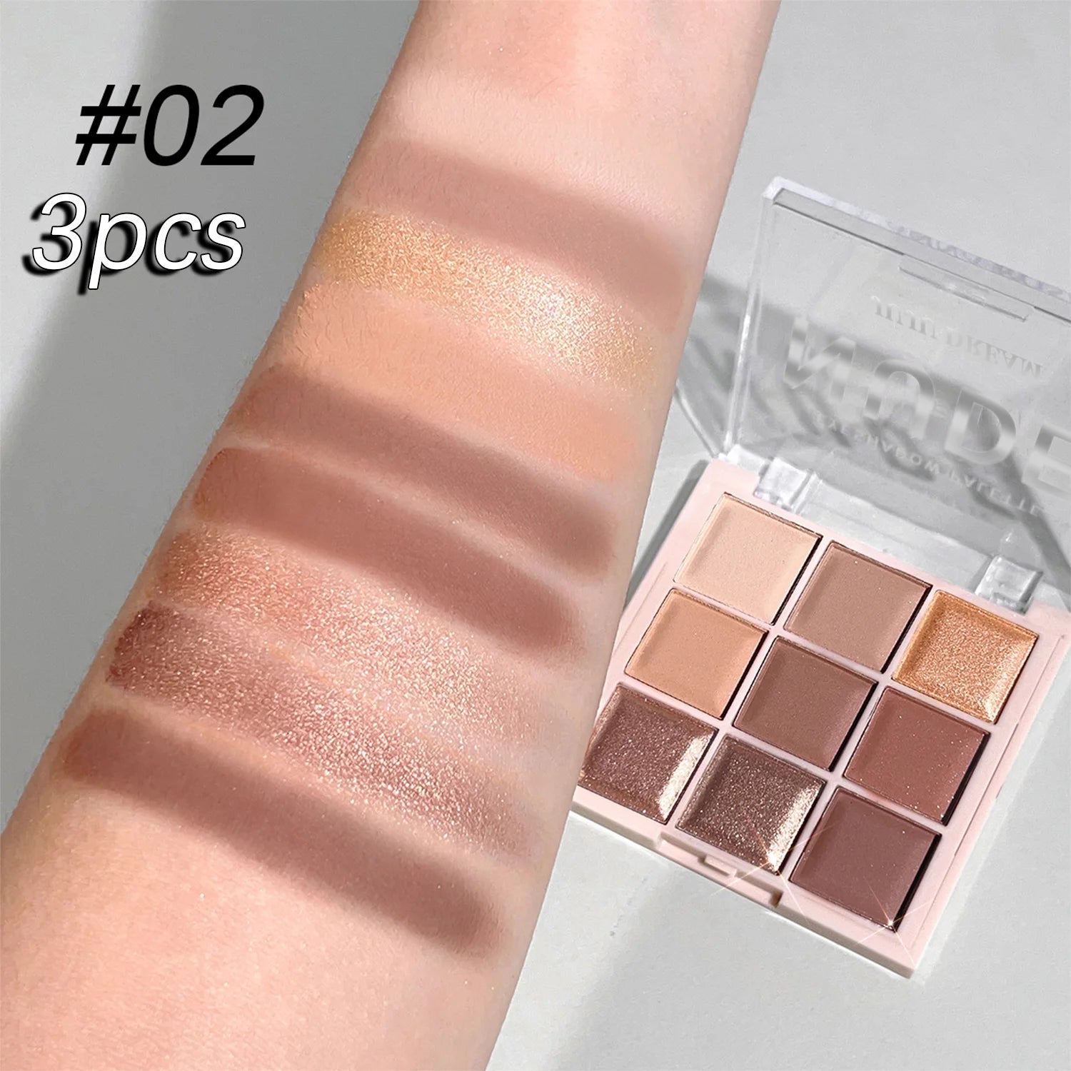 Paleta de sombras de ojos JUJU DREAM de 9 colores, acabado mate y brillante, tonos suaves de té con leche, compacta y fácil de usar para el maquillaje diario de los estudiantes.
