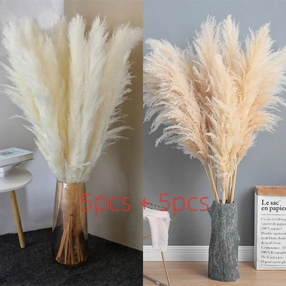 Pluma grande de 110-120 cm, hierba de la pampa seca y esponjosa, decoración de boda bohemia al por mayor, flor natural real, decoración del hogar, decoración de jardín