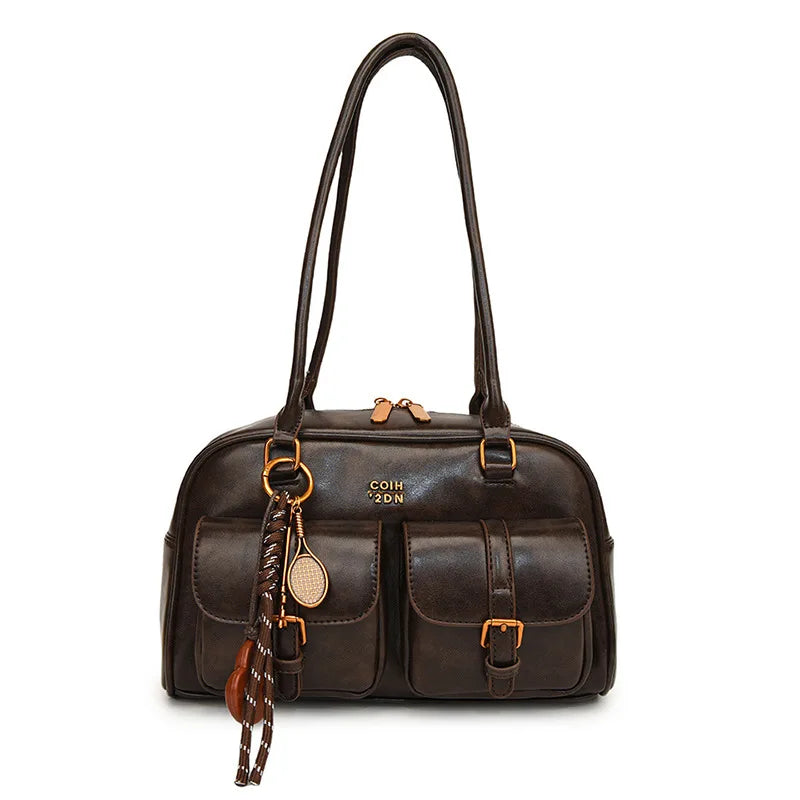 Bolso informal para el brazo, estilo retro, bolso Boston Pillow, bolso versátil de gran capacidad para el día a día, bandolera, nuevo modelo, tendencia urbana, PU Ma...