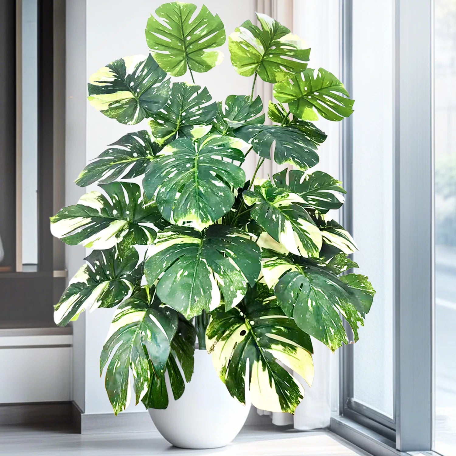 Planta Monstera artificial de 52-104 cm (40,94 pulgadas), palmera falsa de plástico con hojas verdes, ideal para la decoración del hogar, jardín, habitación u oficina.