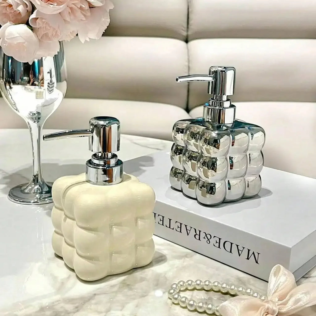 Dispensador de jabón líquido de 300 ml con dosificador de presión, botella separada, accesorios de baño, dispensador de champú y gel de ducha de cerámica para el hogar.