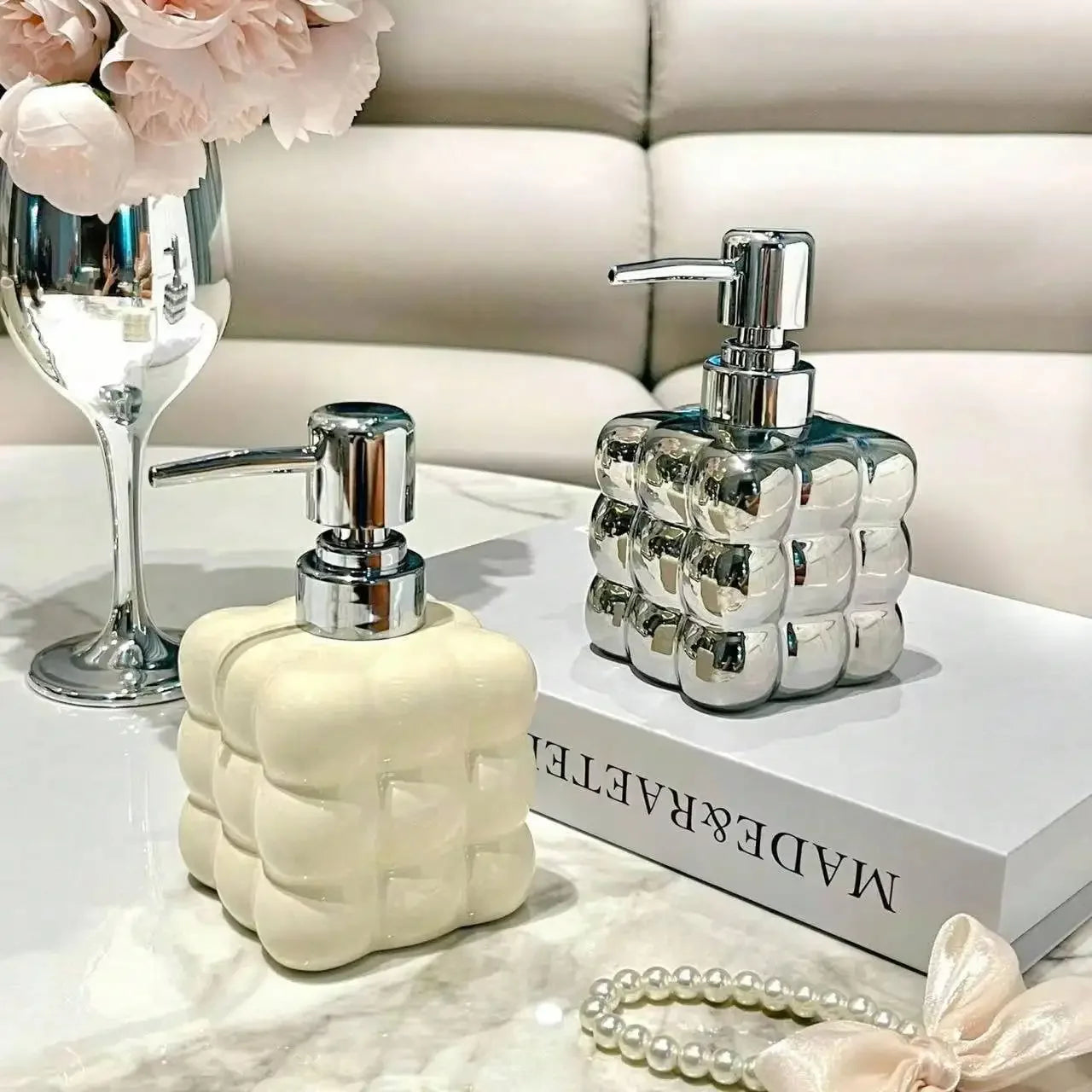 Dispensador de jabón líquido de 300 ml con dosificador de presión, botella separada, accesorios de baño, dispensador de champú y gel de ducha de cerámica para el hogar.
