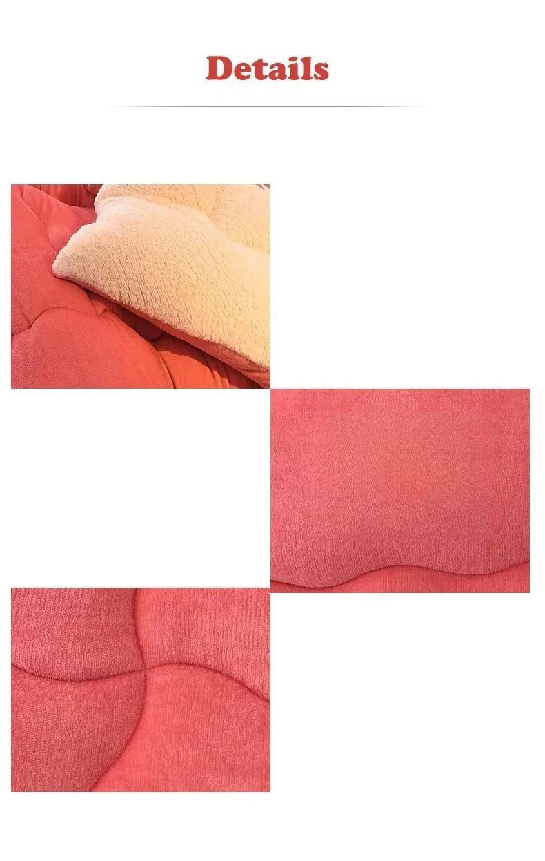 Edredón de doble cara de color liso, edredón de franela de lana de cordero, cálido y confortable para colchón en dormitorio de invierno, manta gruesa y pesada.