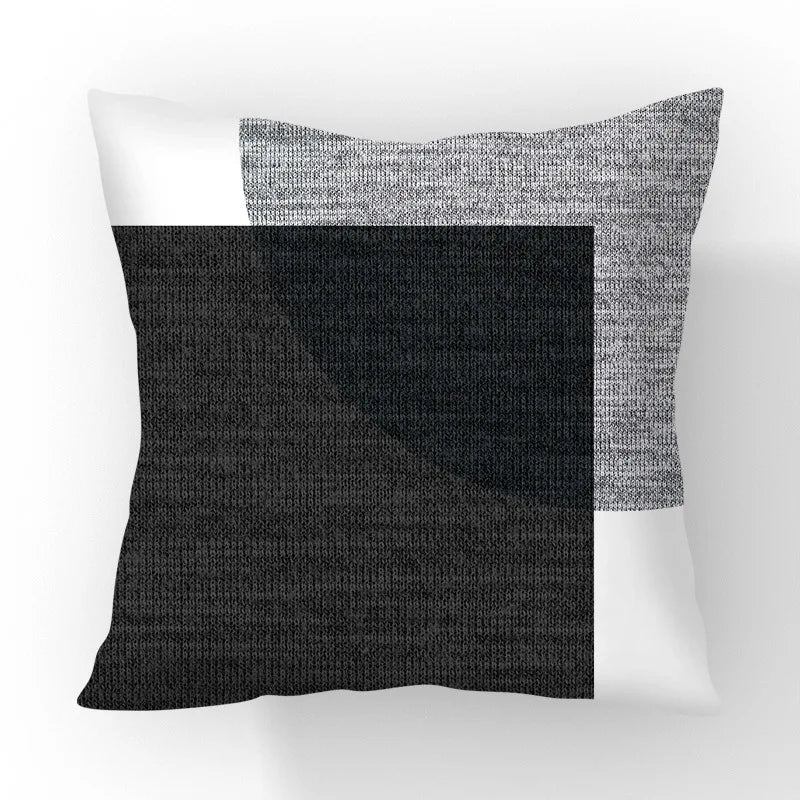 Funda de cojín geométrica en blanco y negro VIKAMA, funda de cojín moderna y minimalista para sofá de salón, funda de almohada para coche, decoración del hogar