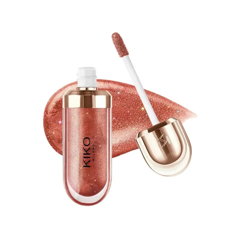KIKO 3D Liquid Lip Glaze Brillo labial transparente Lápiz labial con efecto espejo Labios nutritivos, brillantes y voluminosos que no se desvanecen Maquillaje con pasta de frijoles y té con leche