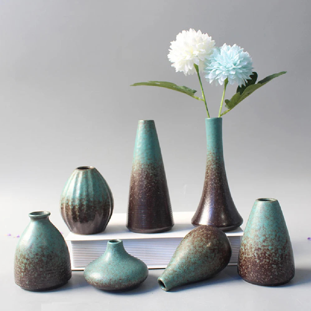 Jarrón pequeño de cerámica para flores, decoración del hogar, artesanías, adorno de mesa, sencillez, decoración de estilo japonés.
