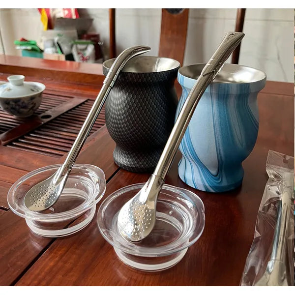 Nueva pajita de acero inoxidable 304, filtro de té, yerba mate, bombilla, cucharas de café reutilizables para beber leche.