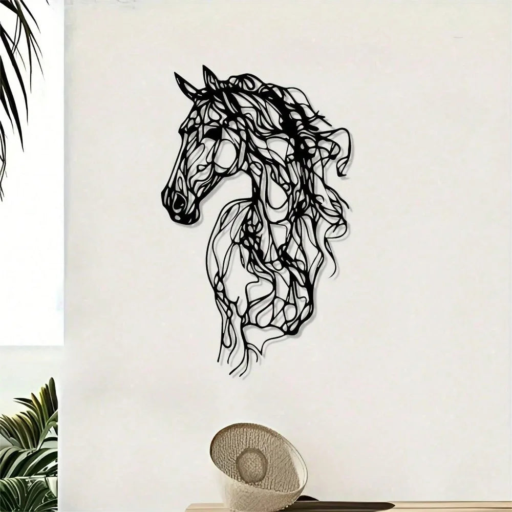 Decoración de pared de caballo de metal, arte de pared de hierro resistente a la intemperie para jardín, patio, interior, regalo de Navidad, decoración moderna para el hogar.