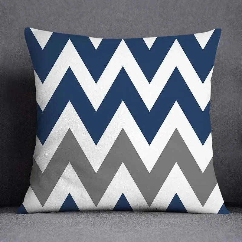 Funda de cojín de 45x45 cm con estampado geométrico, poliéster, azul grisáceo, funda de almohada para sofá, cojín decorativo, funda de almohada para el hogar