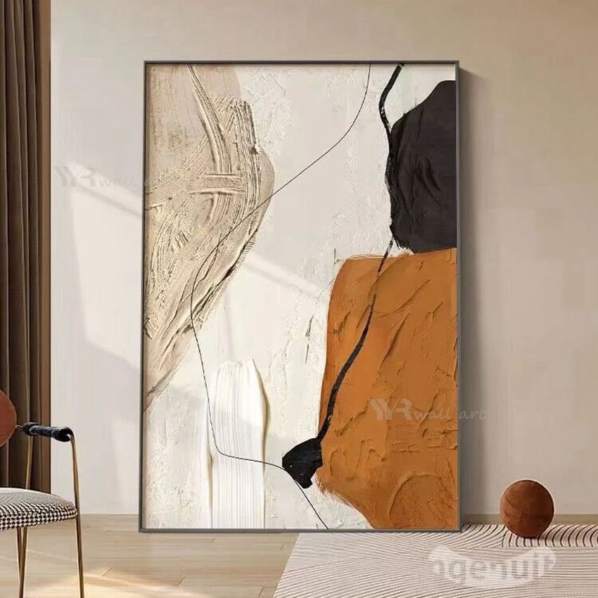 Pintura al óleo abstracta nórdica moderna con colores combinados, gruesa y hecha a mano, para decoración del hogar, dormitorio, comedor y sala de estar (mural).