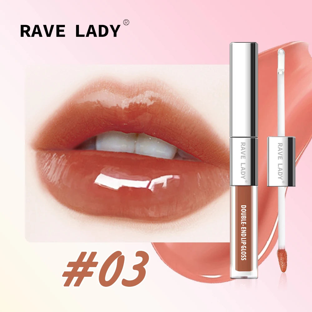 Brillo labial mate de doble punta 2 en 1, aceite labial hidratante transparente, brillo labial líquido con destellos y efecto espejo.