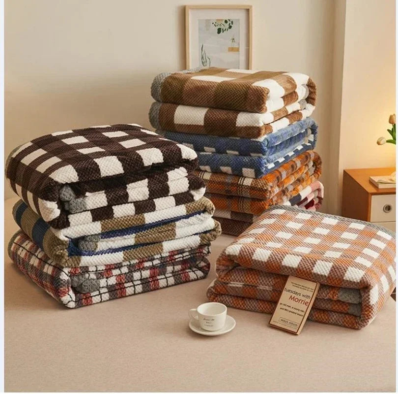 Manta de punto suave de hilo de chenilla, lavable a máquina, hecha a mano con ganchillo, ideal para sofá o cama.