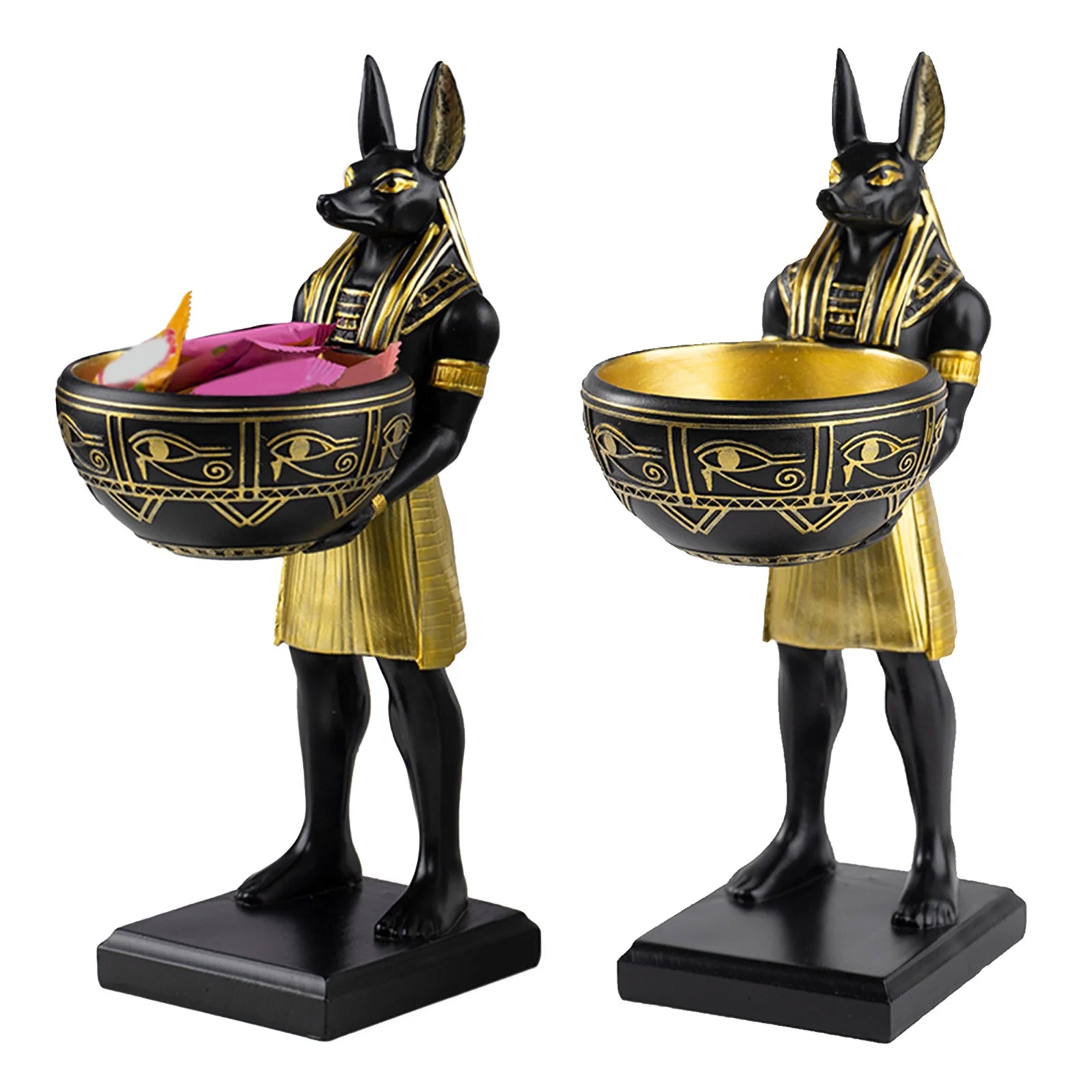 Estatua del dios Anubis de 25 cm, escultura de arte del antiguo Egipto con cuenco, regalo de escultura egipcia para amantes de la mitología y aficionados a la historia.