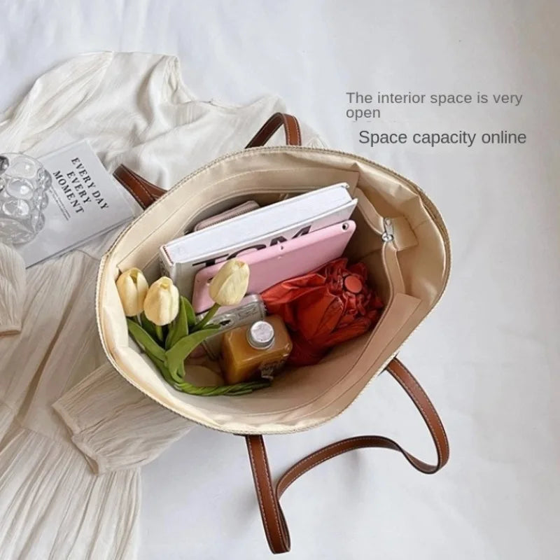 Bolso de paja para mujer, verano, Inswind 2024, nuevo, playa, costa, exteriores, viajes, vacaciones, bolso de hombro de gran capacidad