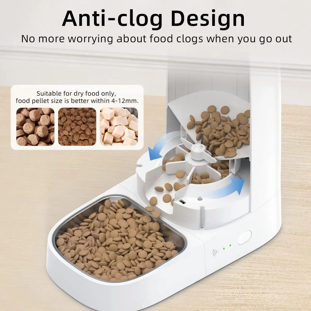 ROJECO Comedero automático para gatos, dispensador de comida para gatos inteligente con WiFi, control remoto, alimentador automático para comida seca para gatos y perros.