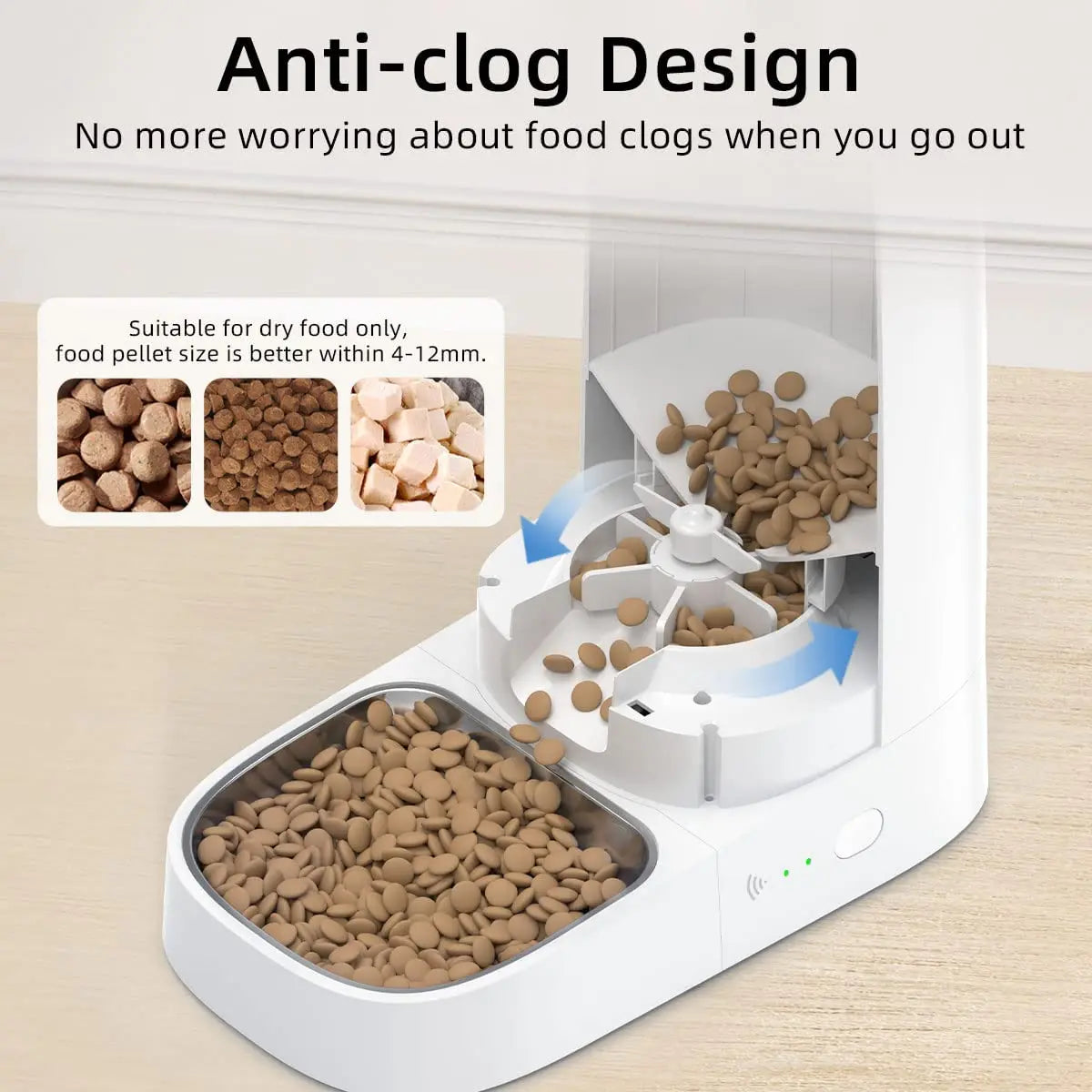 ROJECO Comedero automático para gatos, dispensador de comida para gatos inteligente con WiFi, control remoto, alimentador automático para comida seca para gatos y perros.