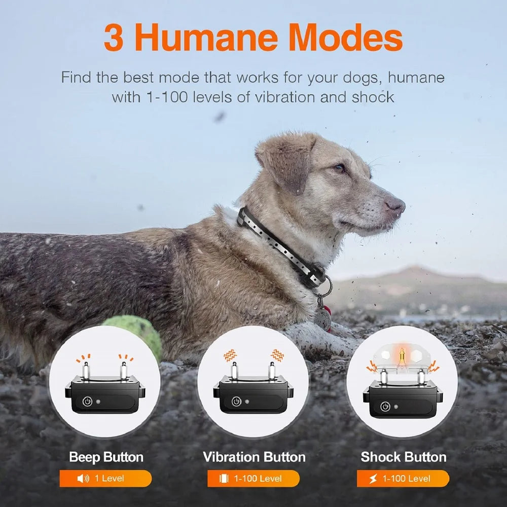 Collar de entrenamiento para perros de 1000 m, collar antiladridos universal, recargable e impermeable, collar de descarga eléctrica con control remoto y modos automáticos.
