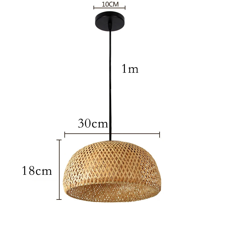 Lámparas colgantes tejidas a mano estilo chino de 18/19/30 cm, lámparas colgantes de bambú para restaurantes y decoración del hogar.