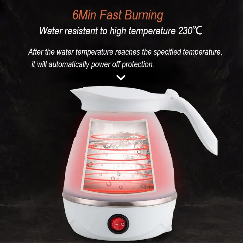Tetera plegable y portátil con calentador de agua de 600 ml, hervidor eléctrico de agua para el hogar y viajes, 220 V, electrodoméstico de cocina, olla para hervir agua.