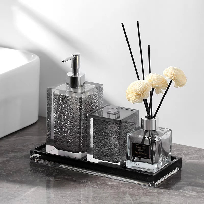 Dispensador de desinfectante de manos de resina, dispensador de baño, jabón líquido y champú recargable, soporte para gel de ducha y loción, botella de jabón portátil