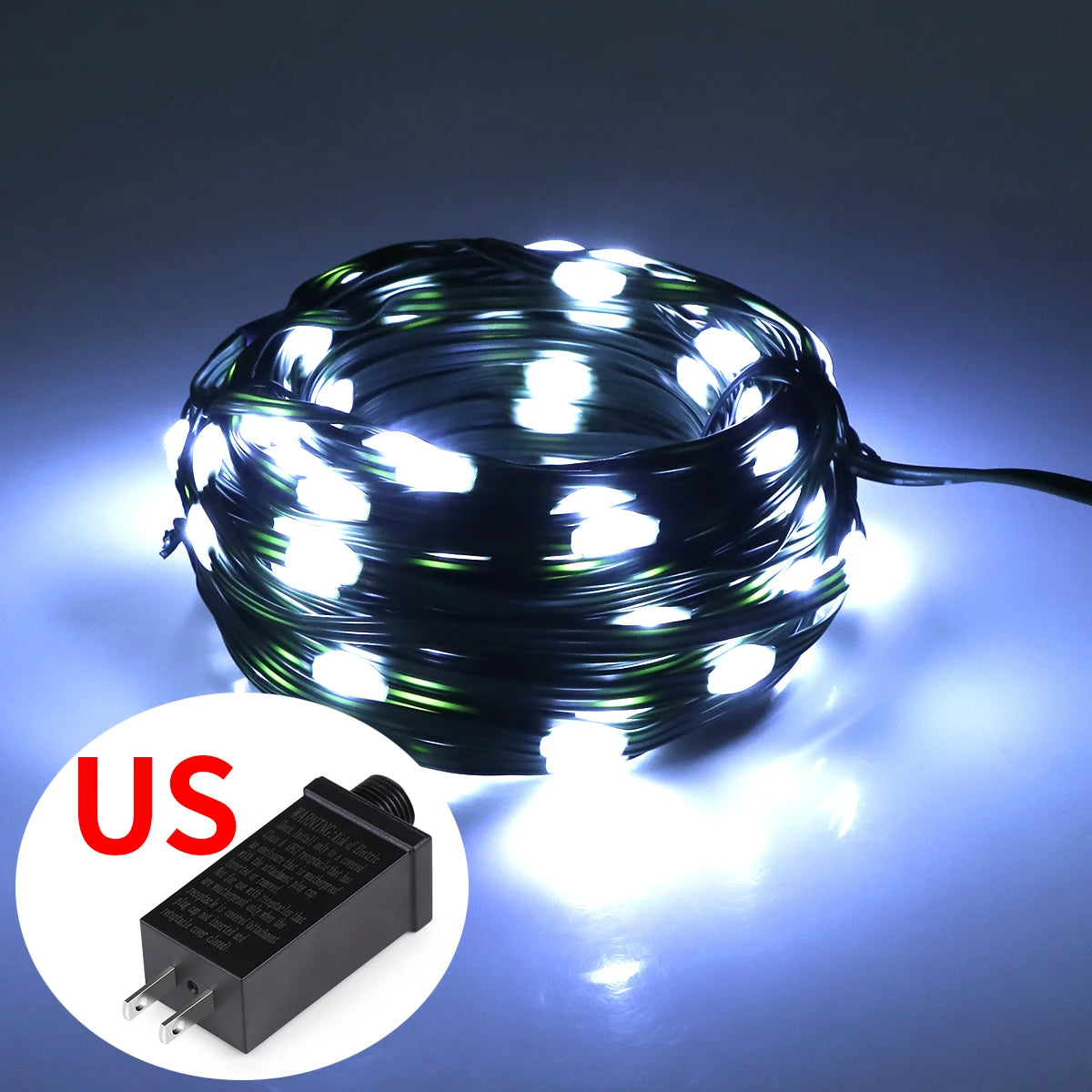 Guirnalda de luces LED de alta calidad con cable de goma, 100 m, 800 LED, 8 modos, 220 V/110 V, para exteriores, jardín, patio, césped y decoración navideña.
