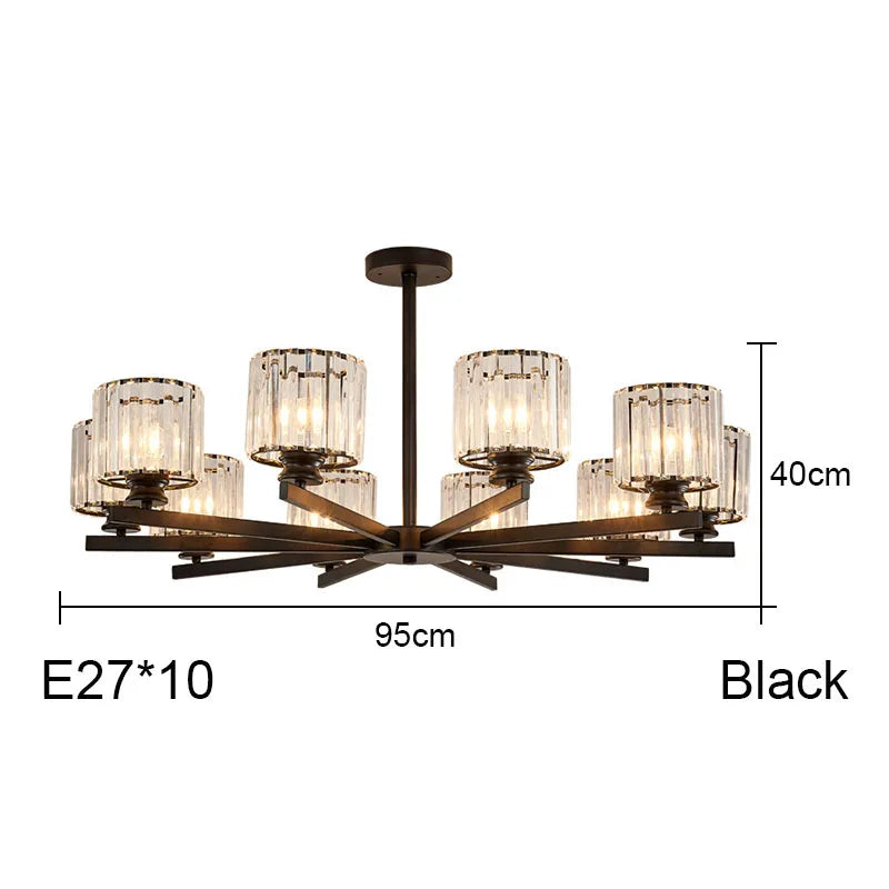 Decoración moderna minimalista para sala de estar: lámpara de araña redonda negra geométrica LED colgante para interiores.