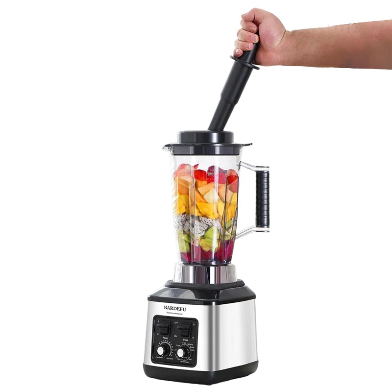Licuadora y picadora German Chef de 4500 W, ecológica, de bajo ruido, con sonido retro, color plata, ideal para masa de repostería, hielo, batidos y uso doméstico.