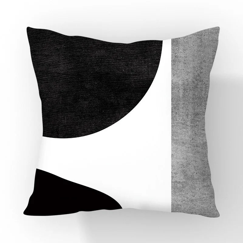 Funda de cojín geométrica en blanco y negro VIKAMA, funda de cojín moderna y minimalista para sofá de salón, funda de almohada para coche, decoración del hogar