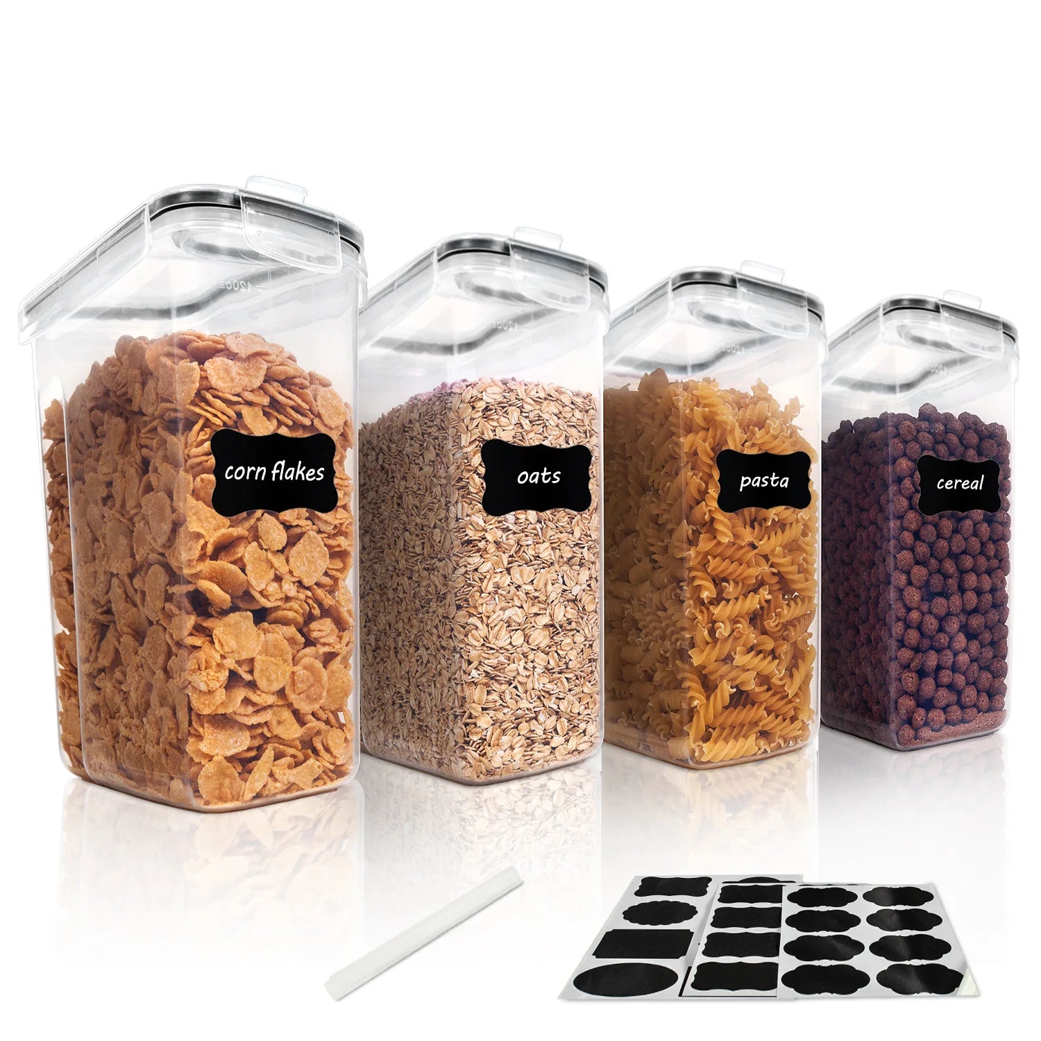 Caja de almacenamiento de alimentos sellada de 4 litros, de plástico transparente, sellada, a prueba de humedad y fugas, cubo organizador de cocina con estante