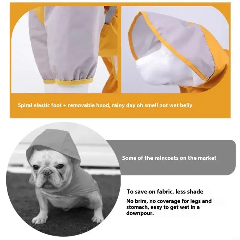 Impermeable para perros con capucha desmontable y puños elásticos para perros pequeños y grandes, ideal para actividades al aire libre y paseos.