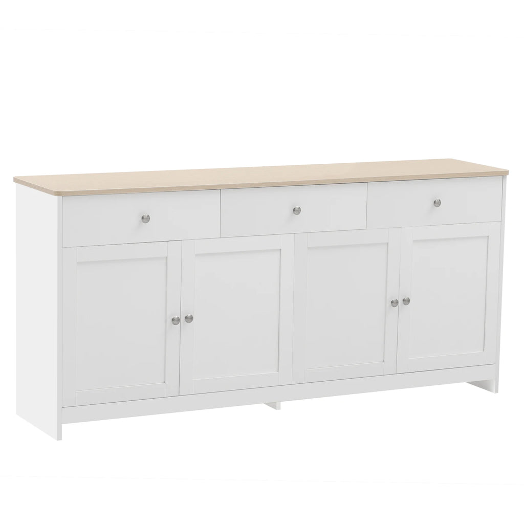 Comanlai Multi-Storage Sideboard Scandinavian Modern Buffet Cabinet 3 Drawers 4 Doors Storage Cabinet For Dining Living Room