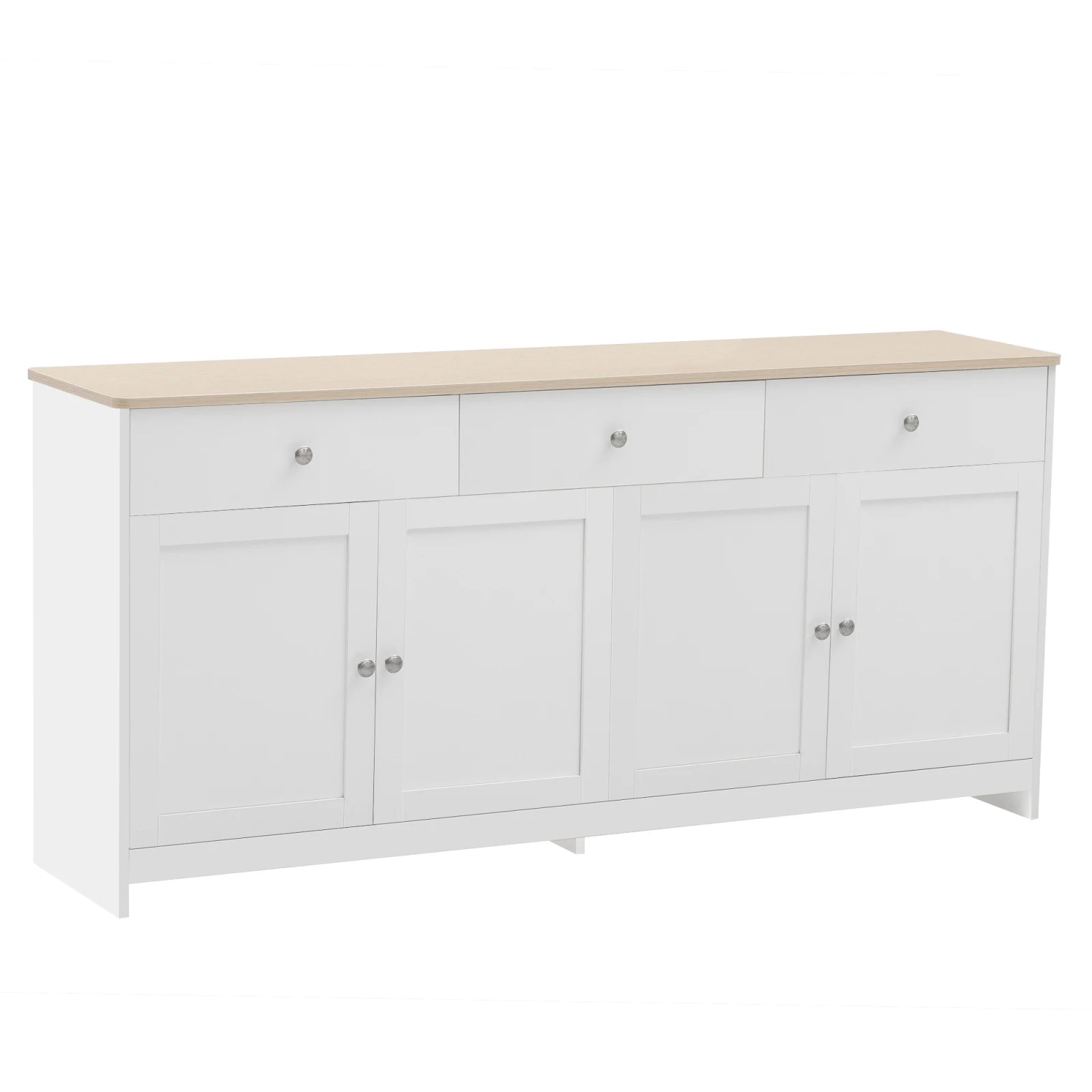 Comanlai Multi-Storage Sideboard Scandinavian Modern Buffet Cabinet 3 Drawers 4 Doors Storage Cabinet For Dining Living Room