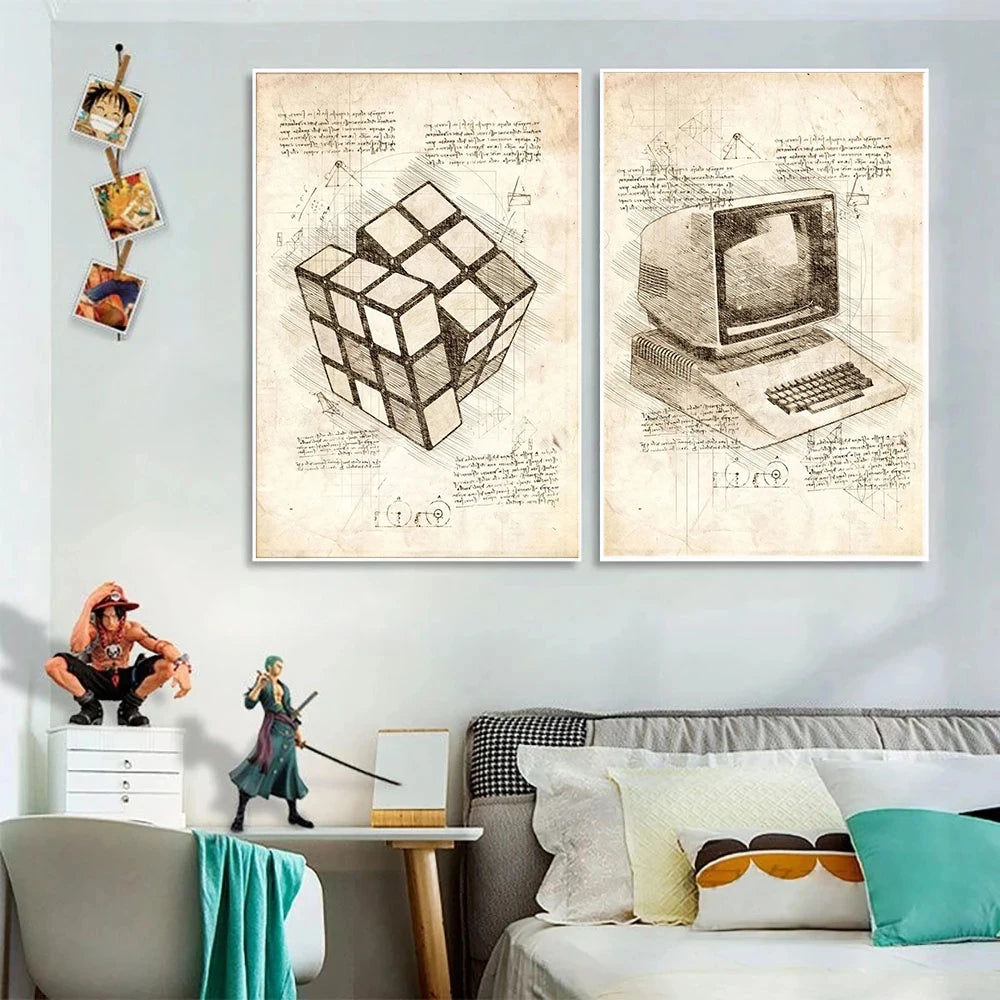 Póster de juego de realidad virtual con diseño vintage pop, cuadros, lienzos, decoración para sala de jugadores y hogar.