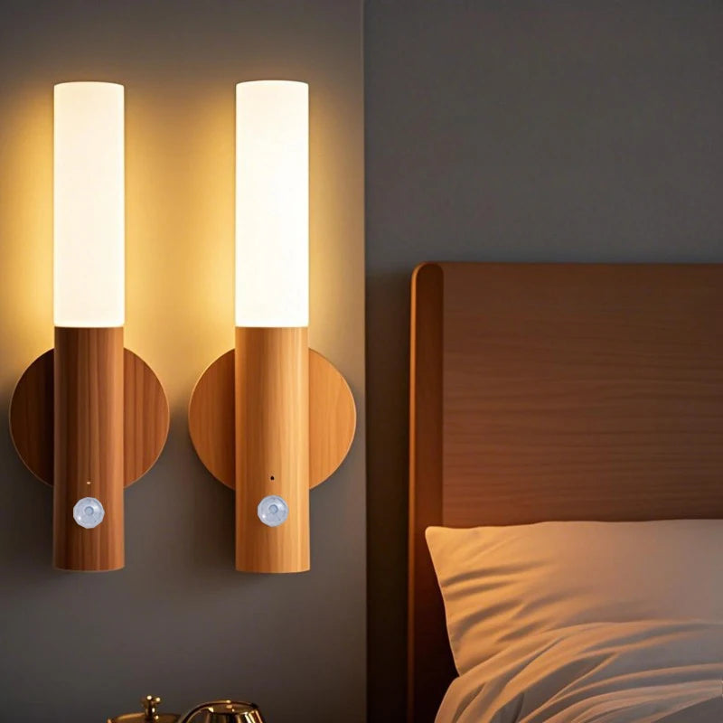 Lámpara de noche LED con carga USB, sensor de movimiento inteligente para mesita de noche, armario o cualquier otro espacio.