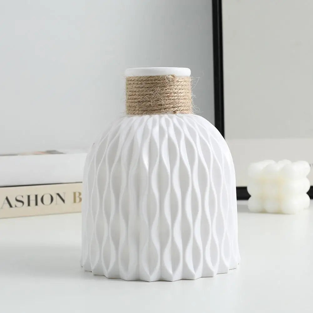 Jarrón de plástico con cuerda, arreglo floral, maceta DIY, sala de estar, porcelana, imitación de flor, adornos de decoración para el hogar.
