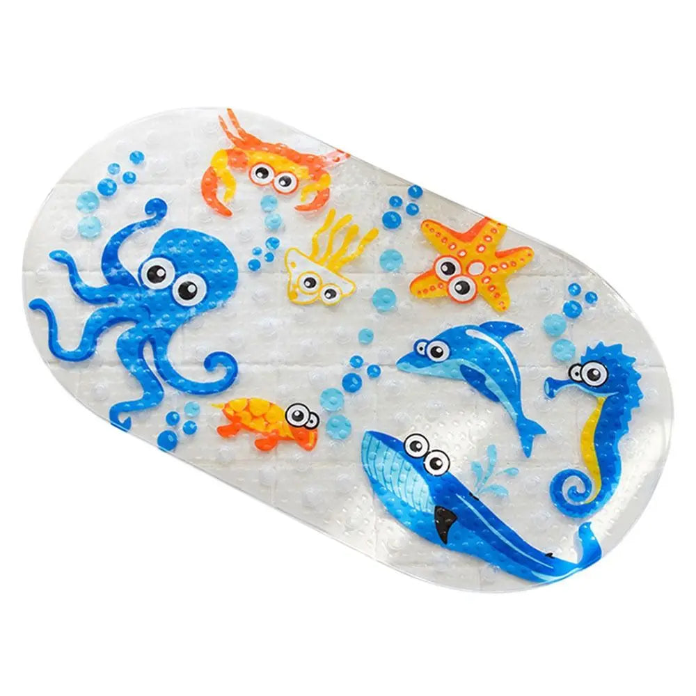 Alfombrilla de baño antideslizante de PVC suave con diseño de dibujos animados para niños, con ventosa, para ducha y bañera.