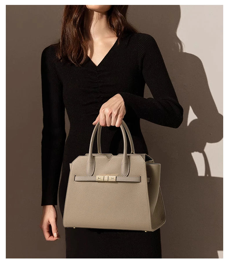 Bolso Birkin de lujo ligero de piel auténtica para mujer: nuevo estilo, gran capacidad, para llevar al hombro o en la mano.