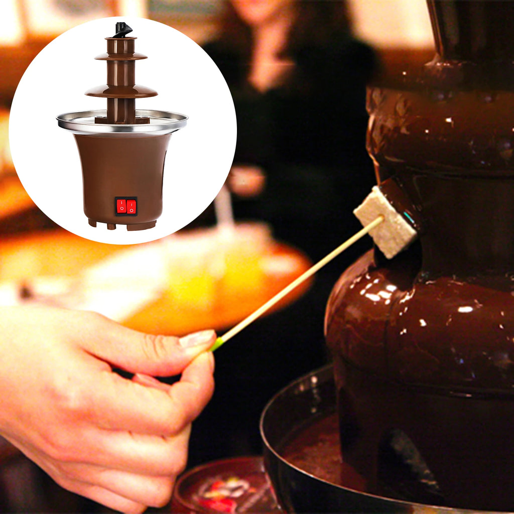 Fuente de chocolate doméstica de tres niveles, fondue de chocolate fundido, máquina de lava de chocolate para derretir chocolate, torre de chocolate,