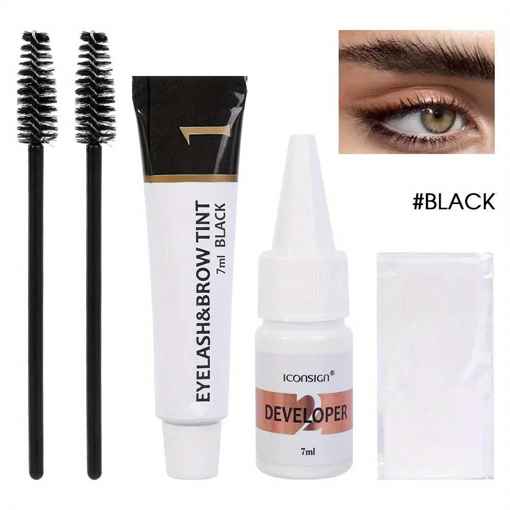 Kit 2 en 1 para teñir pestañas y cejas, herramienta de maquillaje profesional para colorear cejas y pestañas, ideal para uso diario.