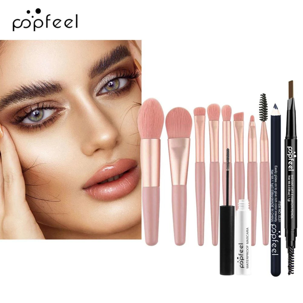 Set de maquillaje para ojos POPFEEL con paleta de sombras de ojos de 40 colores, lápiz de cejas, delineador de ojos, máscara de pestañas y un juego de brochas de maquillaje. Cosméticos para ojos.