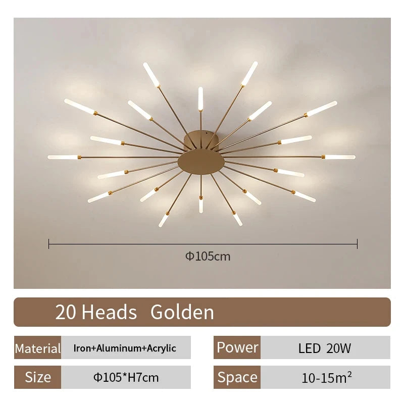 Lámpara de techo LED con forma de flor de diseño nórdico para comedor y sala de estar, iluminación Sputnik para decoración del hogar, cocina, dormitorio infantil, lámpara de araña