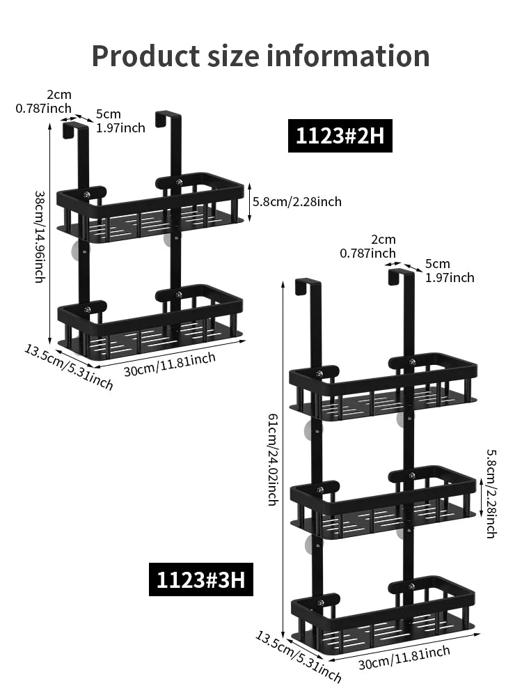 Estante de almacenamiento de tres niveles para pared de baño, estante para puerta, estante para gel de ducha, estante de almacenamiento para artículos de baño