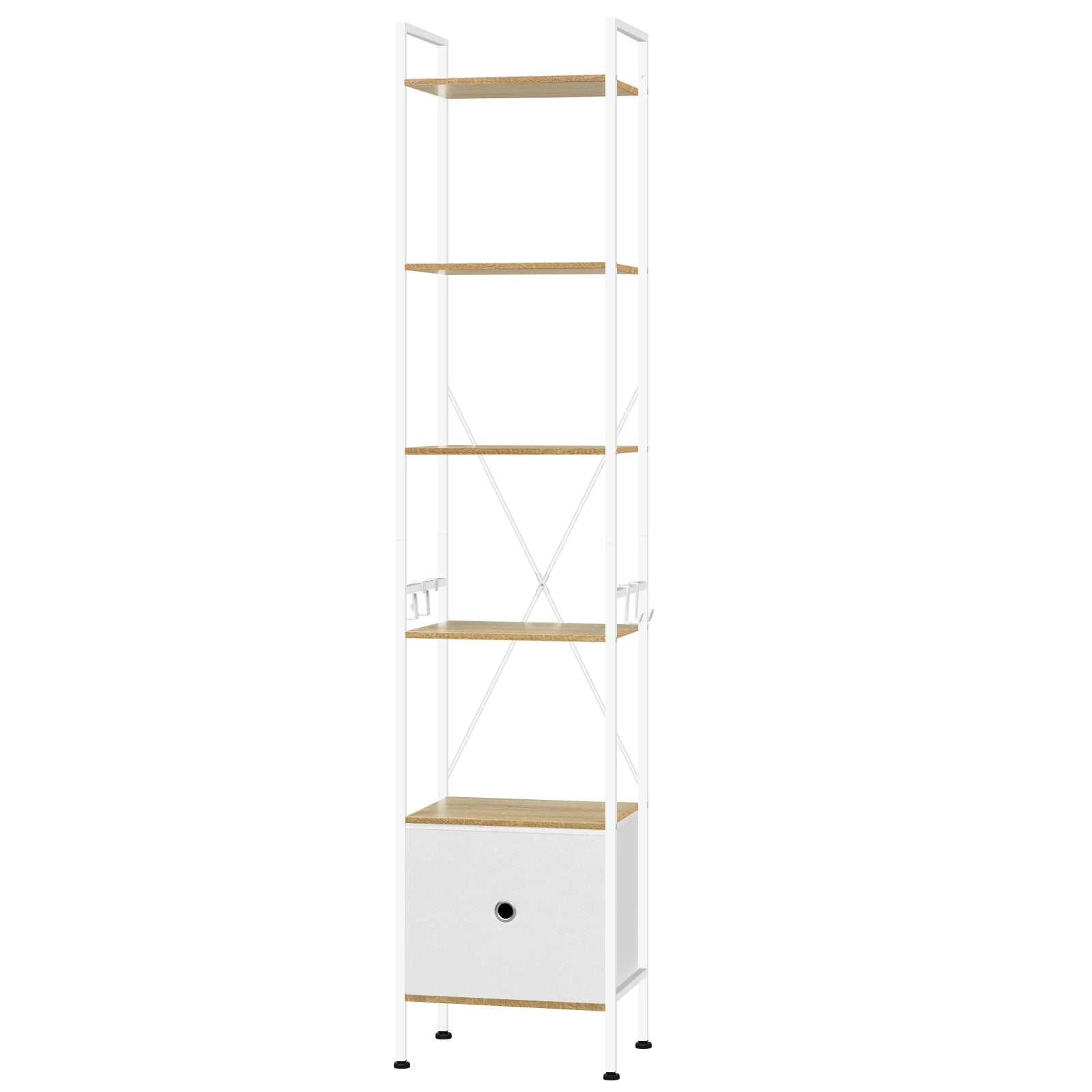 Librería de pie con 5 estantes, estructura metálica, organizador de almacenamiento para sala de estar, cocina o estudio.