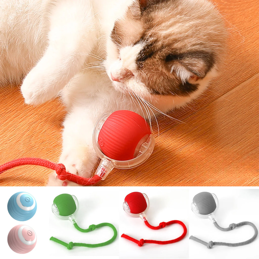 LEMEENQ Juguete interactivo para gatos, pelota auto-rodante con cola, recargable, juguete inteligente interactivo para mascotas, ratón inteligente para gatos