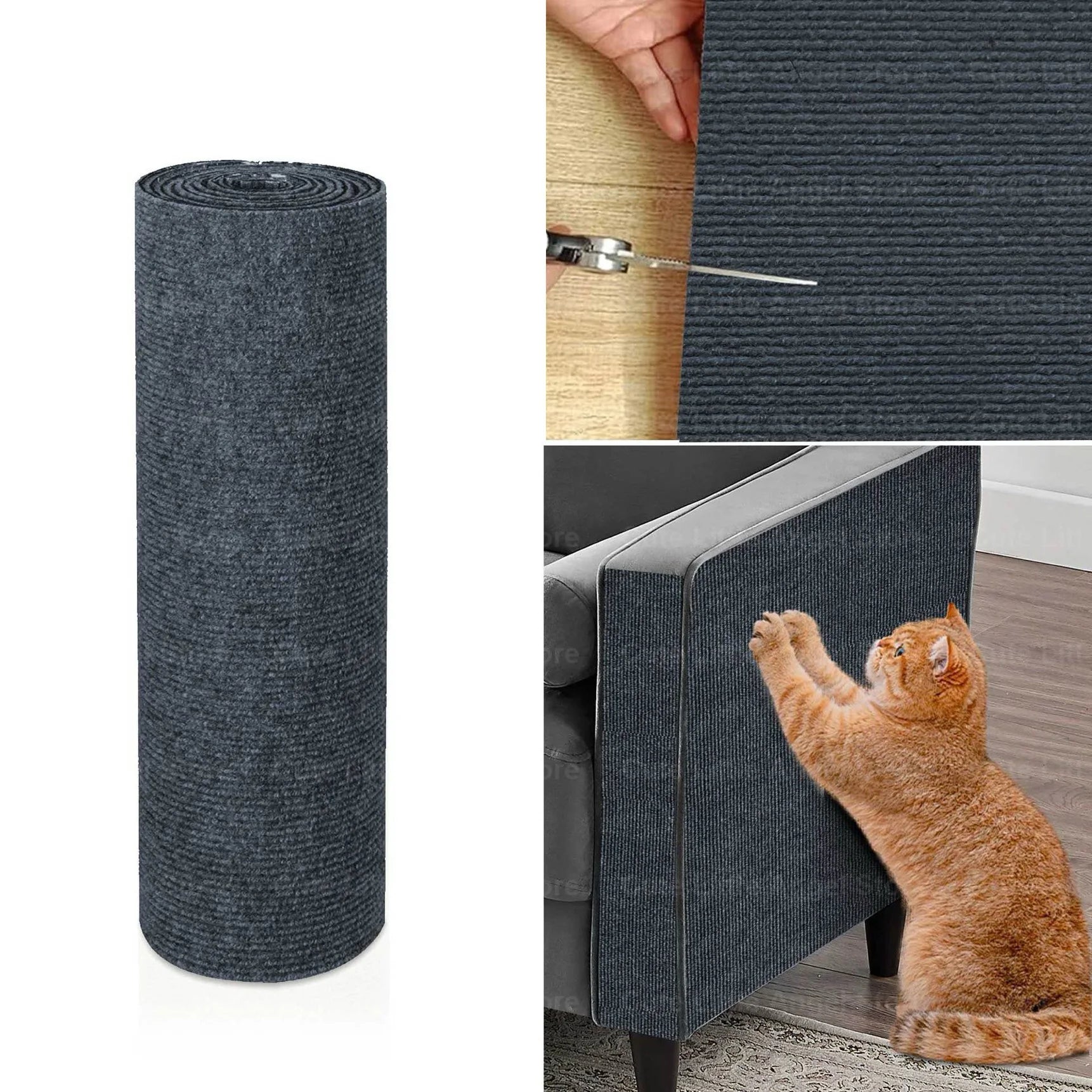 Protector de sofá rascador para gatos de 40x300cm, alfombrilla rascadora para gatos, protector de tablero recortable autoadhesivo, alfombra para rascador de gatos DIY
